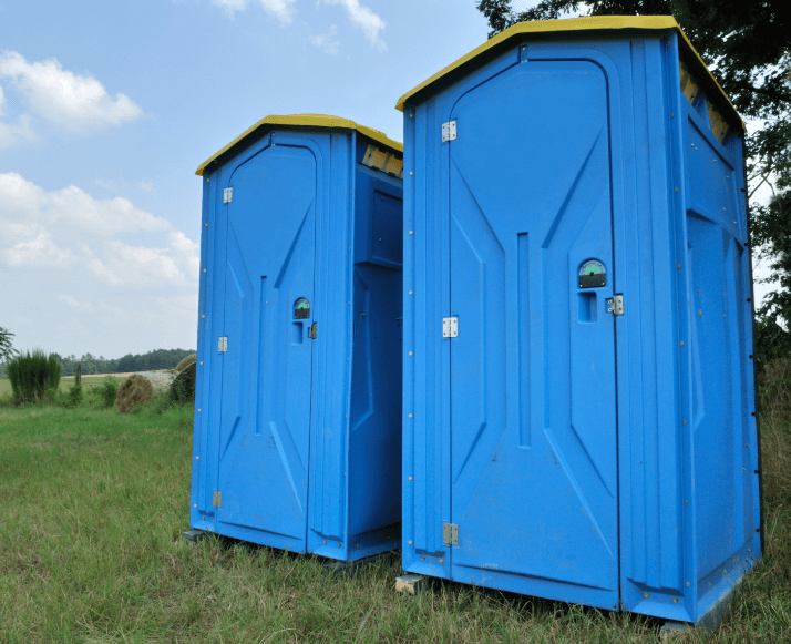 Two Blue Color Portable Toilets