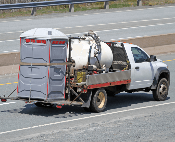 Transporting a Porta Potty in Los Angeles, California